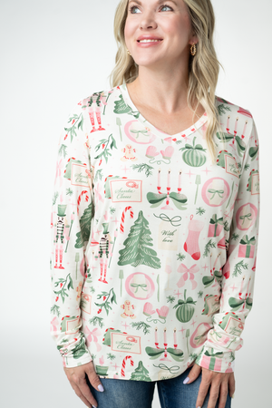 PREBOOK Larissa Long Sleeve - Pink Pine Noel