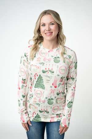 PREBOOK Blair Long Sleeve Top - Pink Pine Noel