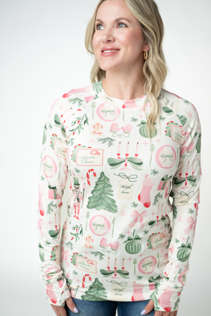 PREBOOK Blair Long Sleeve Top - Pink Pine Noel