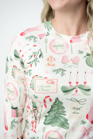 PREBOOK Blair Long Sleeve Top - Pink Pine Noel