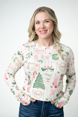 PREBOOK Blair Long Sleeve Top - Pink Pine Noel