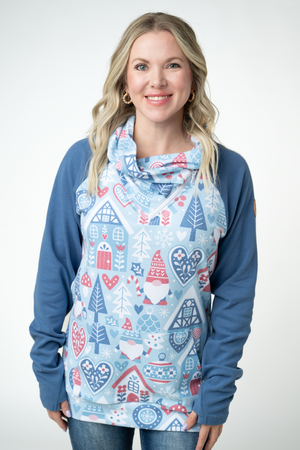 PREBOOK Classic Zoey ZipCowl Sweatshirt - Winter Gnome and Blue