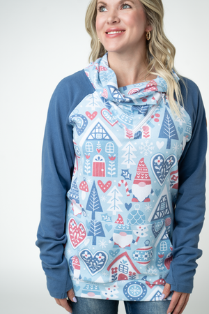 PREBOOK Classic Zoey ZipCowl Sweatshirt - Winter Gnome and Blue