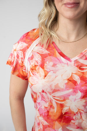 Raelynn V-Neck Top - Sunset Tropical Floralby Michelle Mae