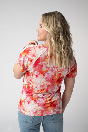PREBOOK Raelynn V-Neck Top - Sunset Tropical Floral