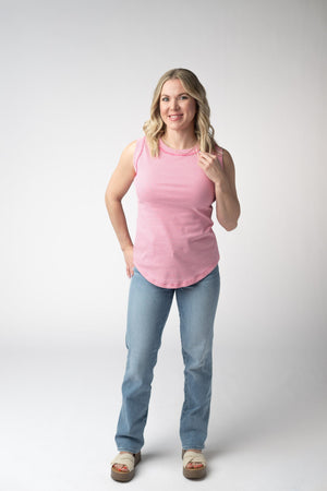 Morgan Micro Striped Tank - Pink by Michelle Mae