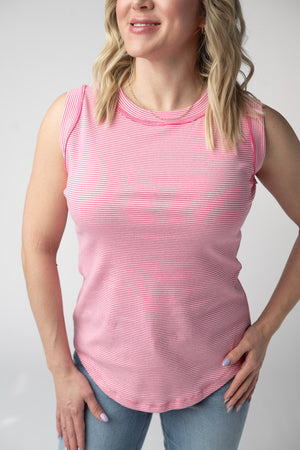 Morgan Micro Striped Tank - Pink by Michelle Mae