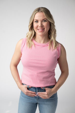 Morgan Micro Striped Tank - Pink by Michelle Mae