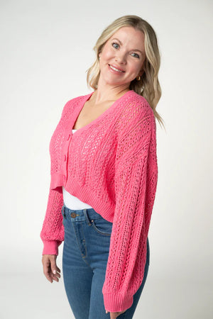 Callie Cropped Cardigan - Pink by Michelle Mae