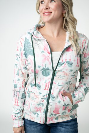PREBOOK Fullzip Hoodie - Pink Pine Noel