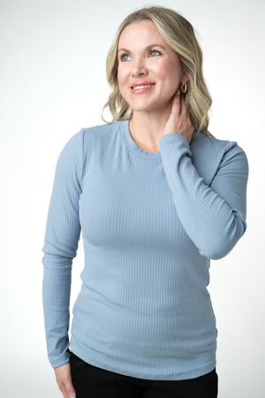PREBOOK Reese Ribbed Long Sleeve Top - Dusty Blue