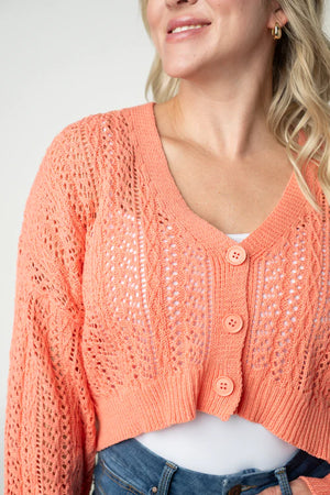 Callie Cropped Cardigan - Melon by Michelle Mae
