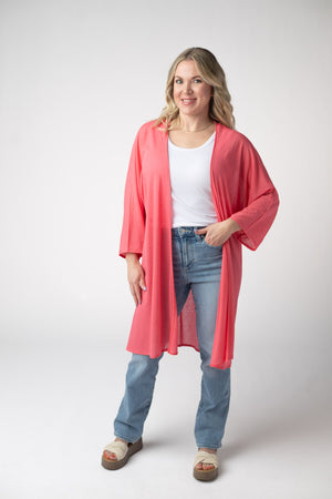 PREBOOK Ellie Cover-Up Kimono - Sunkissed Coral