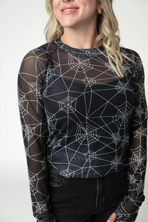 Blair Mesh Long Sleeve Top - Webs by Michelle Mae