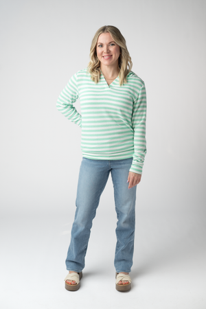 Amelia Striped Hoodie - Green by Michelle Mae