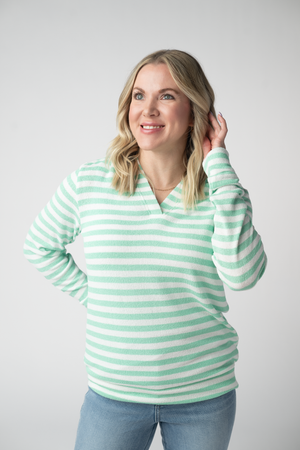 Amelia Striped Hoodie - Green by Michelle Mae