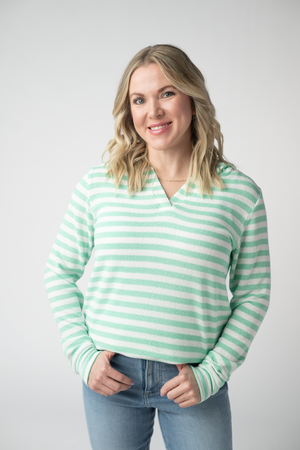 Amelia Striped Hoodie - Green by Michelle Mae
