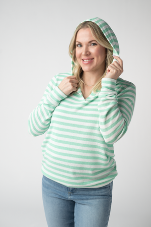 Amelia Striped Hoodie - Green by Michelle Mae