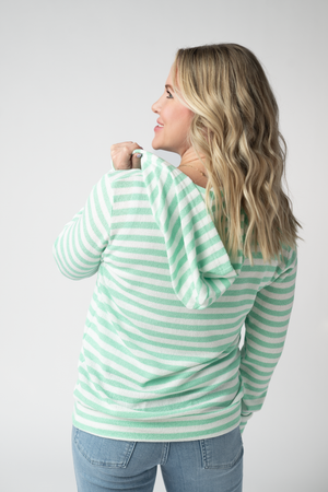 Amelia Striped Hoodie - Green by Michelle Mae