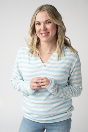 Amelia Striped Hoodie - Sky Blue by Michelle Mae