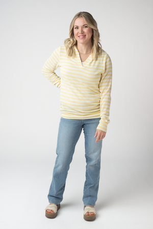 Amelia Striped Hoodie - Lemon by Michelle Mae