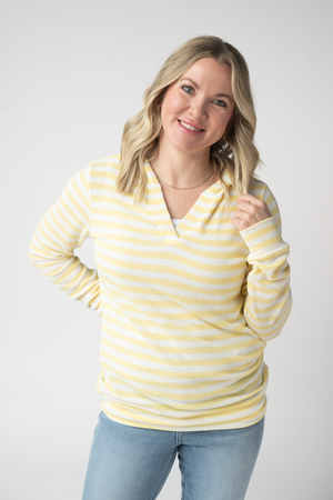 Amelia Striped Hoodie - Lemon by Michelle Mae
