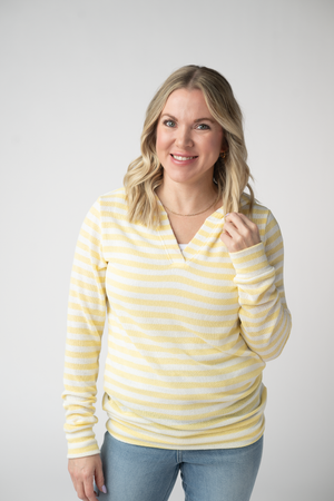 Amelia Striped Hoodie - Lemon by Michelle Mae