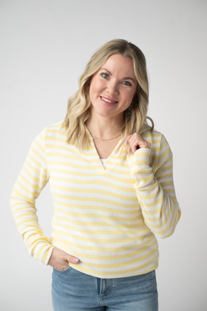 Amelia Striped Hoodie - Lemon by Michelle Mae