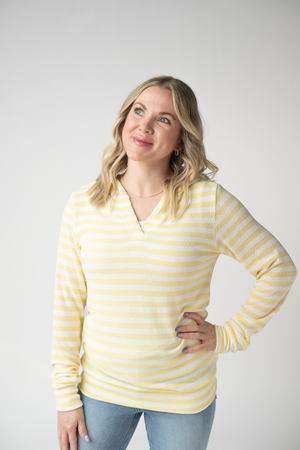 Amelia Striped Hoodie - Lemon by Michelle Mae