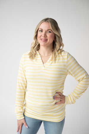 Amelia Striped Hoodie - Lemon by Michelle Mae