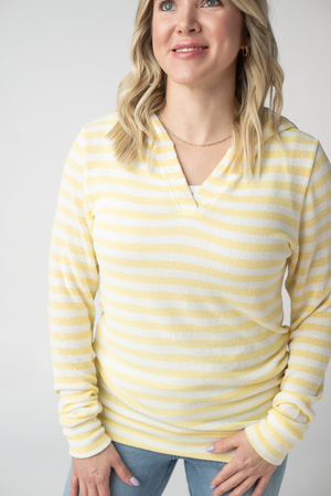 Amelia Striped Hoodie - Lemon by Michelle Mae