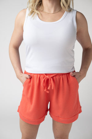 PREBOOK Weslie Waffle Shorts - Deep Coral