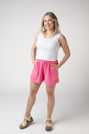 Weslie Waffle Shorts - Pink by Michelle Mae