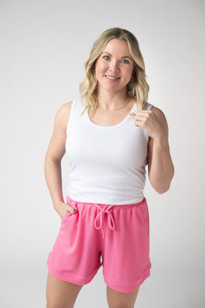 Weslie Waffle Shorts - Pink by Michelle Mae