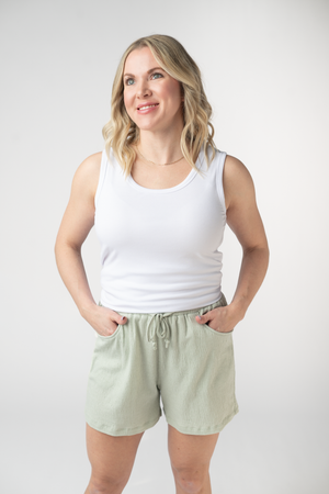 Candice Crinkle Shorts - Light Green by Michelle Mae