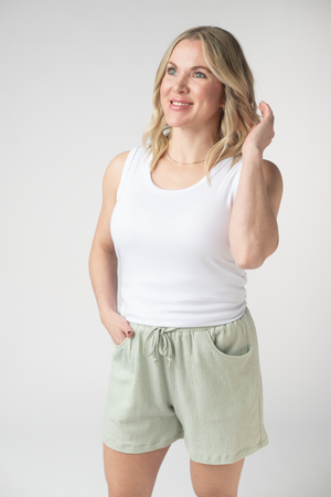 Candice Crinkle Shorts - Light Green by Michelle Mae
