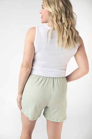 Candice Crinkle Shorts - Light Green by Michelle Mae