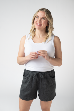 Candice Crinkle Shorts - Charcoal by Michelle Mae