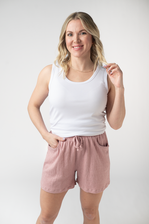 Candice Crinkle Shorts - Dusty Rose by Michelle Mae