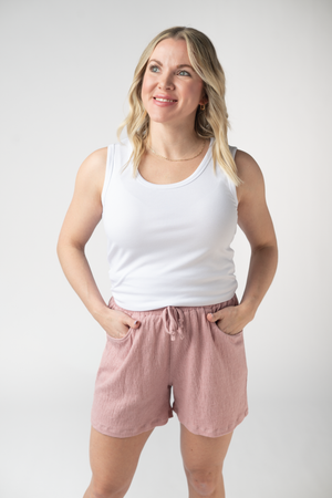 Candice Crinkle Shorts - Dusty Rose by Michelle Mae