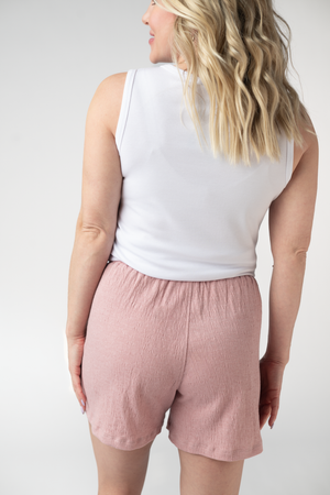 Candice Crinkle Shorts - Dusty Rose by Michelle Mae