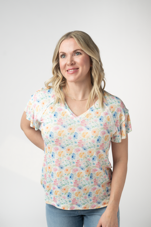 Raelynn V-Neck Top - Petal Gardens by Michelle Mae