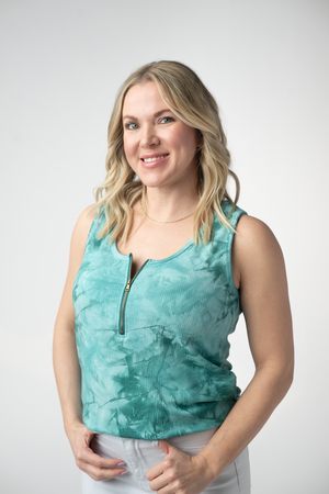 Mila Zipper Tank - Teal Tie Dye by Michelle Mae