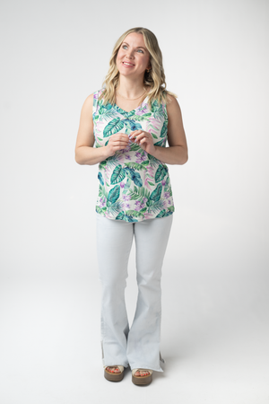 Noelle Tank - Tropical Leaf by Michelle Mae