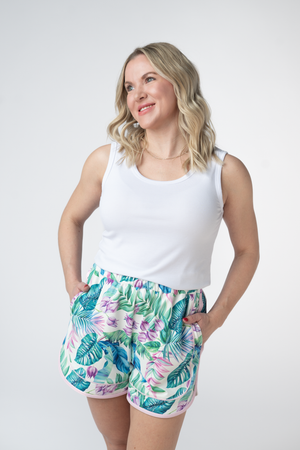 Dolphin Shorts - Tropical Leaf by Michelle Mae