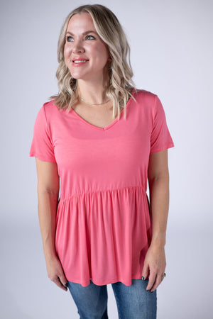 Sarah Ruffle Short Sleeve - Sun Kissed Coral by Michelle Mae