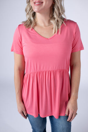 Sarah Ruffle Short Sleeve - Sun Kissed Coral by Michelle Mae