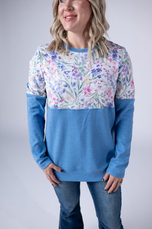Natalie Pullover - Cottage Floral and Light Blue by Michelle Mae