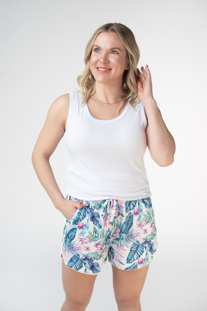 Nova Summer Shorts - Tropical Leaf by Michelle Mae