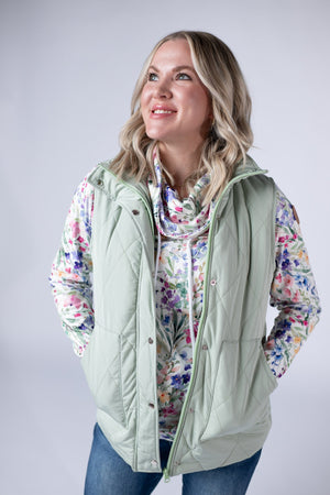 Remy Zip Up Vest - Sage by Michelle Mae